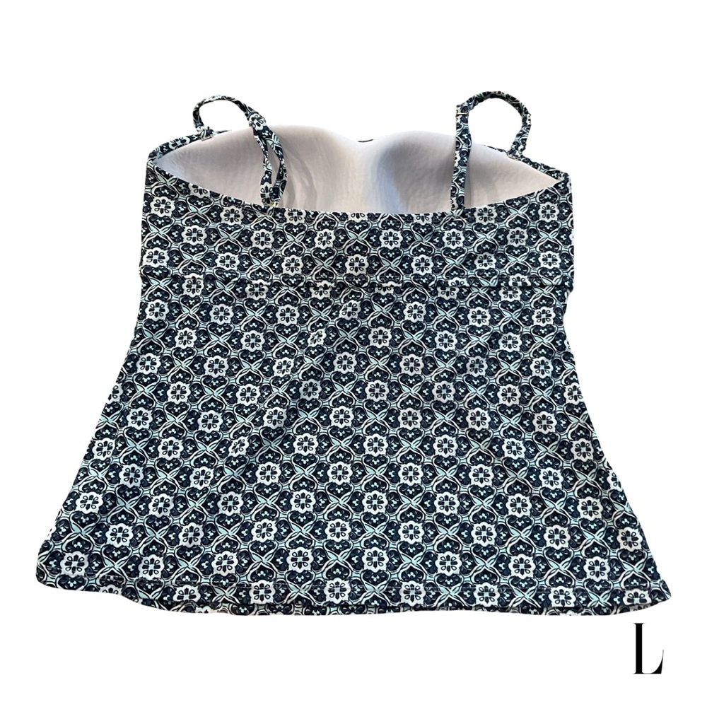 Kona Sol Navy and White Floral Tankini Top - Picture 2 of 5